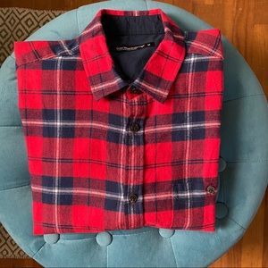 NWOT Red and navy blue plaid flannel shirt